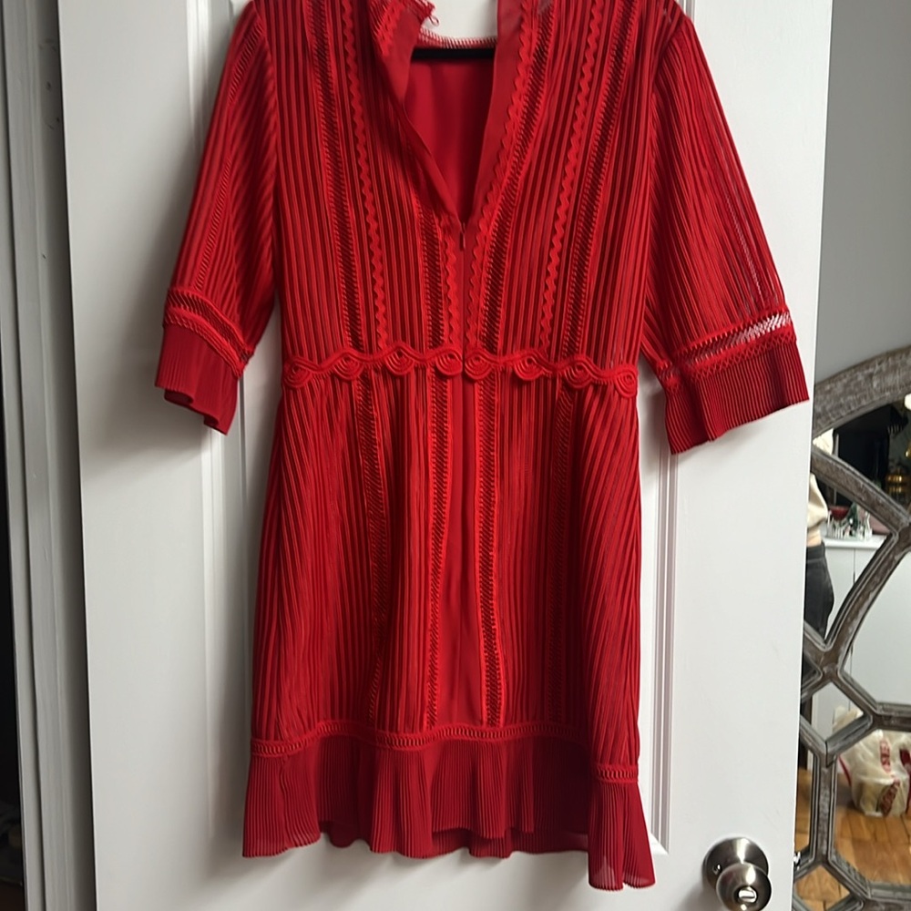 Reiss Red Ruffle Dress - Picture 2 of 5